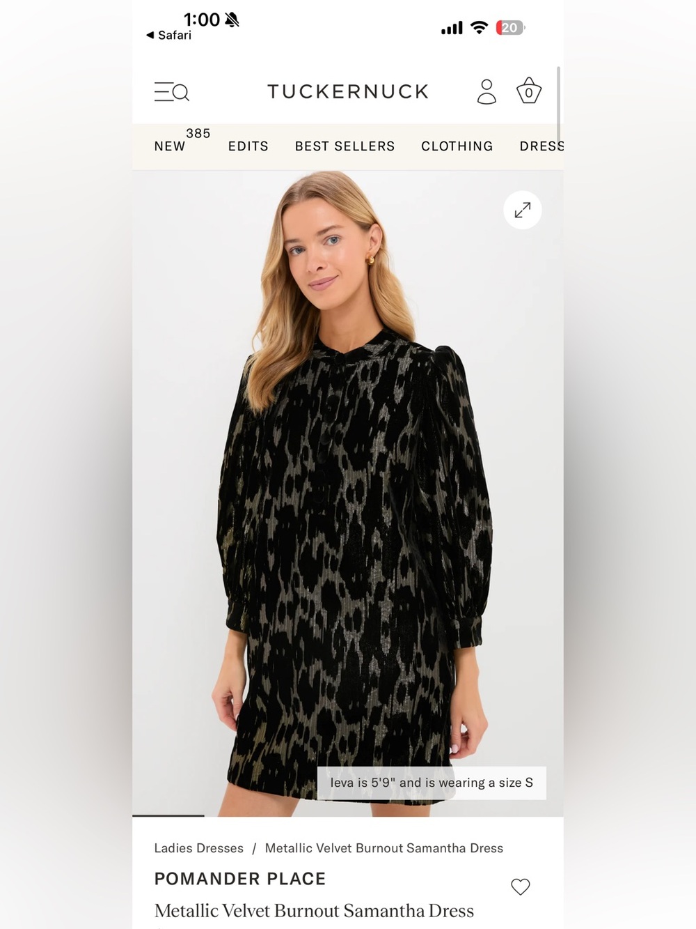 Tuckernuck Pomander Place Metallic Velvet Burnout Samantha Dress — Black